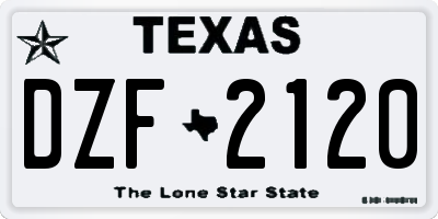 TX license plate DZF2120