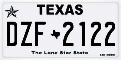 TX license plate DZF2122
