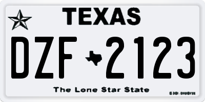 TX license plate DZF2123