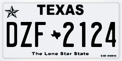TX license plate DZF2124