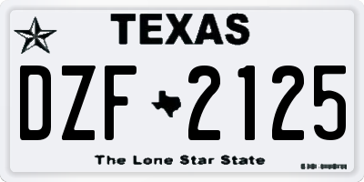 TX license plate DZF2125