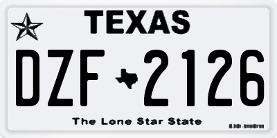 TX license plate DZF2126