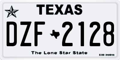 TX license plate DZF2128