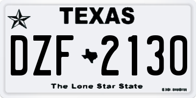 TX license plate DZF2130