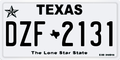 TX license plate DZF2131