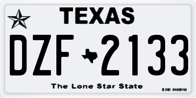 TX license plate DZF2133