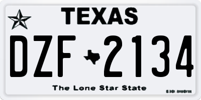 TX license plate DZF2134