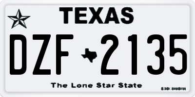 TX license plate DZF2135