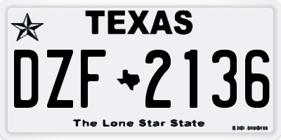 TX license plate DZF2136