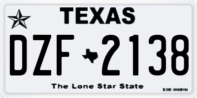 TX license plate DZF2138