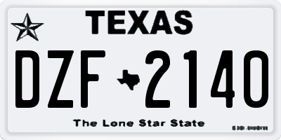 TX license plate DZF2140