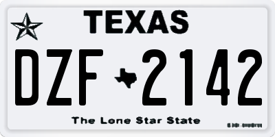 TX license plate DZF2142