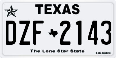 TX license plate DZF2143