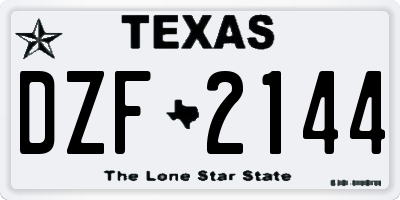 TX license plate DZF2144