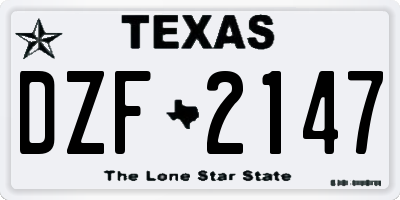 TX license plate DZF2147