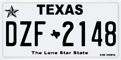 TX license plate DZF2148