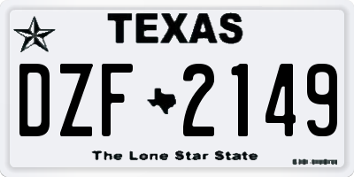 TX license plate DZF2149