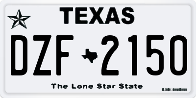 TX license plate DZF2150