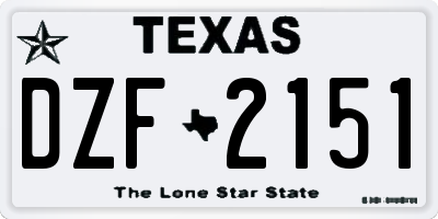 TX license plate DZF2151