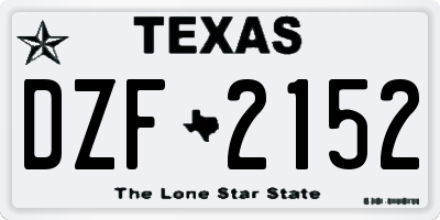 TX license plate DZF2152