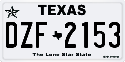 TX license plate DZF2153