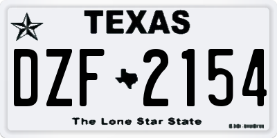 TX license plate DZF2154