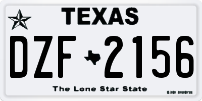 TX license plate DZF2156