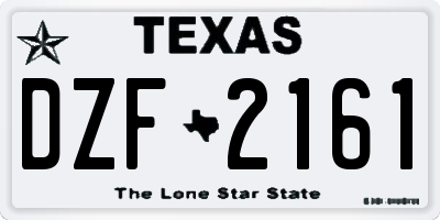 TX license plate DZF2161