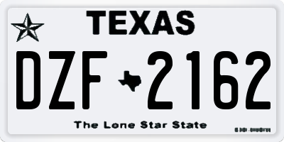 TX license plate DZF2162