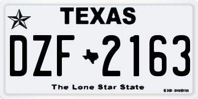 TX license plate DZF2163