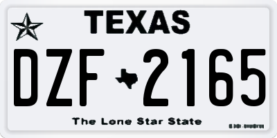 TX license plate DZF2165
