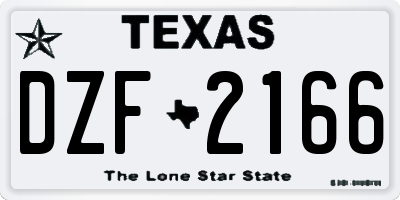 TX license plate DZF2166
