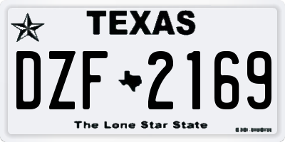 TX license plate DZF2169