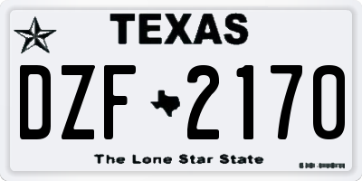 TX license plate DZF2170