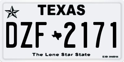 TX license plate DZF2171