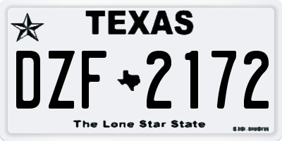 TX license plate DZF2172