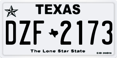 TX license plate DZF2173