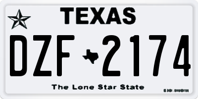 TX license plate DZF2174