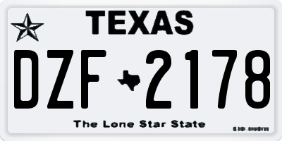 TX license plate DZF2178