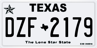 TX license plate DZF2179
