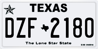 TX license plate DZF2180