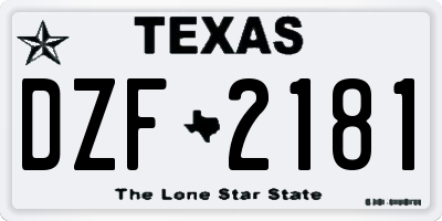 TX license plate DZF2181
