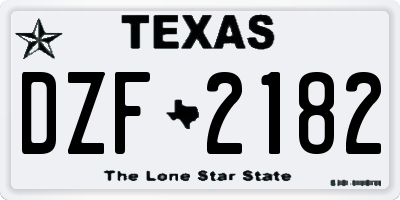 TX license plate DZF2182