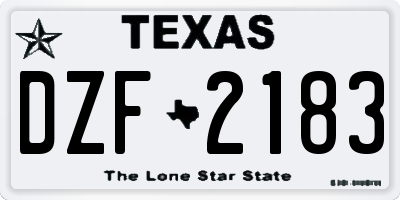 TX license plate DZF2183