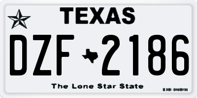 TX license plate DZF2186