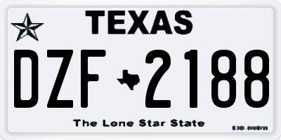 TX license plate DZF2188