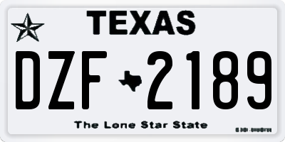 TX license plate DZF2189