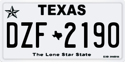 TX license plate DZF2190