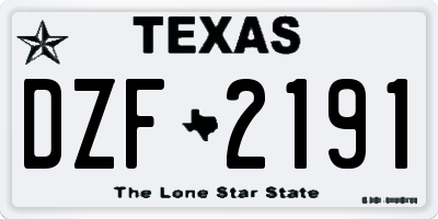 TX license plate DZF2191