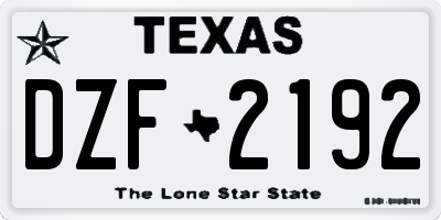 TX license plate DZF2192